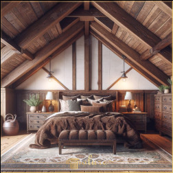 Craftsman Touch Rustic Loft Bedroom Inspirations Designurile dormitoarelor tip mansardă tind adesea să creeze o atmosferă prietenoasă și caldă, dar acest design special oferă armonia perfectă