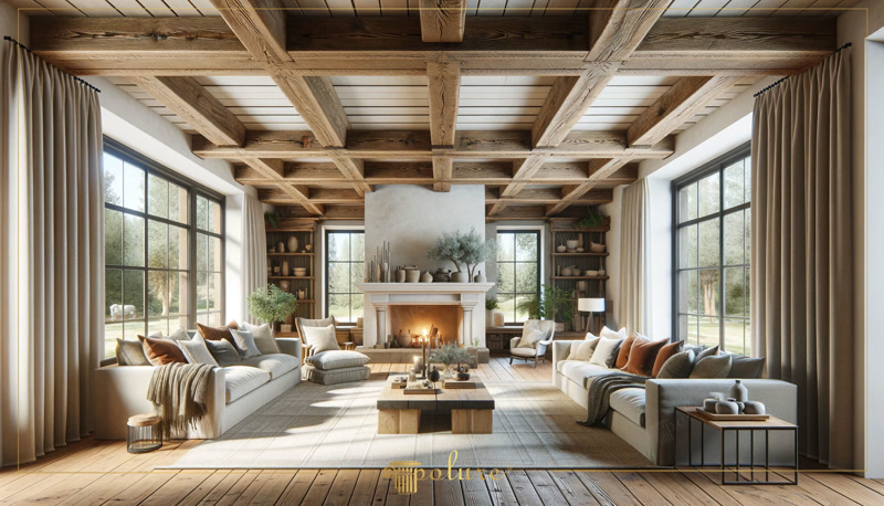 Sinteza decorului rustic și modern cu utilizarea grinzilor din bușteni din poliuretan Modelele de grinzi din poliuretan și căpriori sunt adesea elemente decorative preferate atât în designul interior rustic, cât și în cele modern