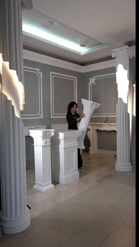 Socluri decorative și coloane romane scurte din poliuretan