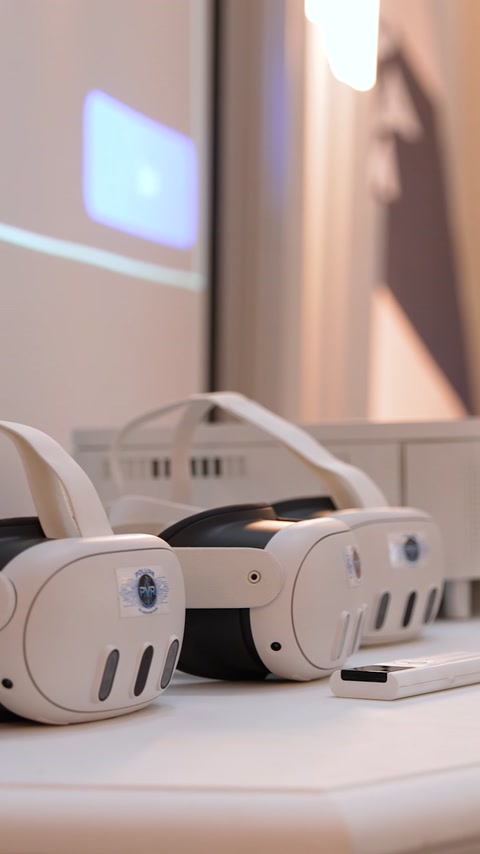 Căștile de realitate virtuală sunt pregătite pentru demonstrația tehnologică.
