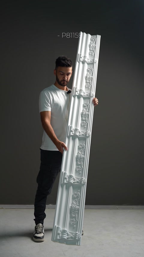 Profil ornamental lat, cu reliefuri clasice și detalii geometrice