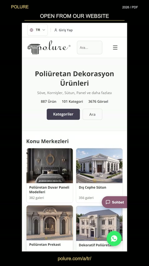 Pagina site-ului prezintă accesul către catalogul produselor decorative.