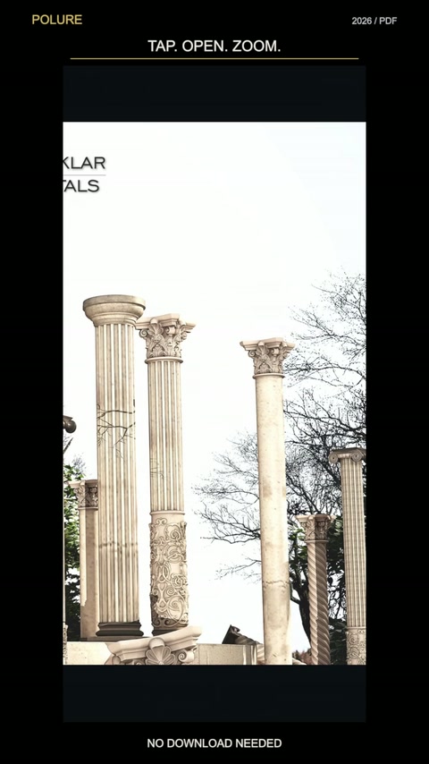 Pagina mărită prezintă coloane decorative cu capiteluri diferite.
