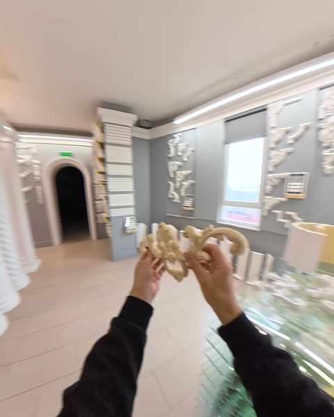 Coridor showroom cu arcadă și coloane decorative