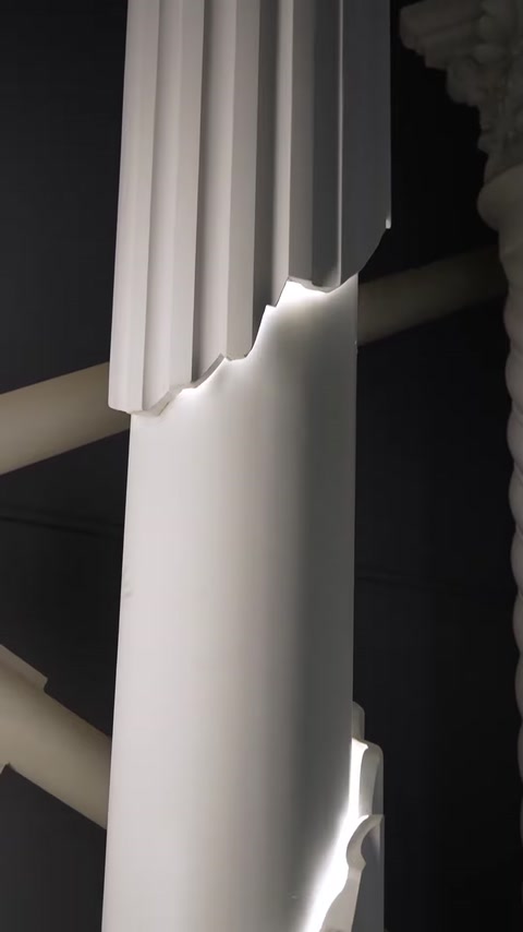 Porțiune mediană a coloanei cu profil luminos pe fundal închis
