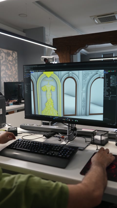 Modelarea digitală a unui ancadrament arcuit cu ornament sculptat, în birou