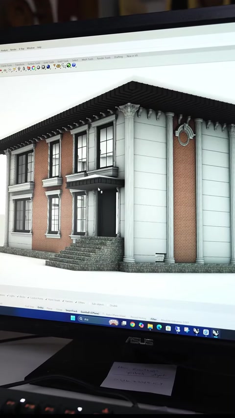 Modelul digital prezintă propunerea completă pentru fațada vilei