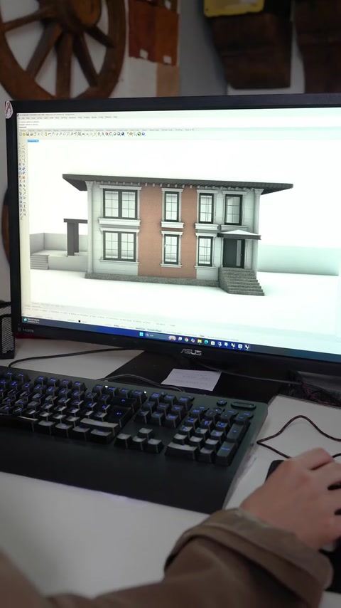 Modelul tridimensional final arată compoziția decorativă a fațadei