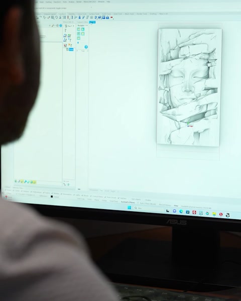 Schiță digitală a unui chip pentru relief pe ecran