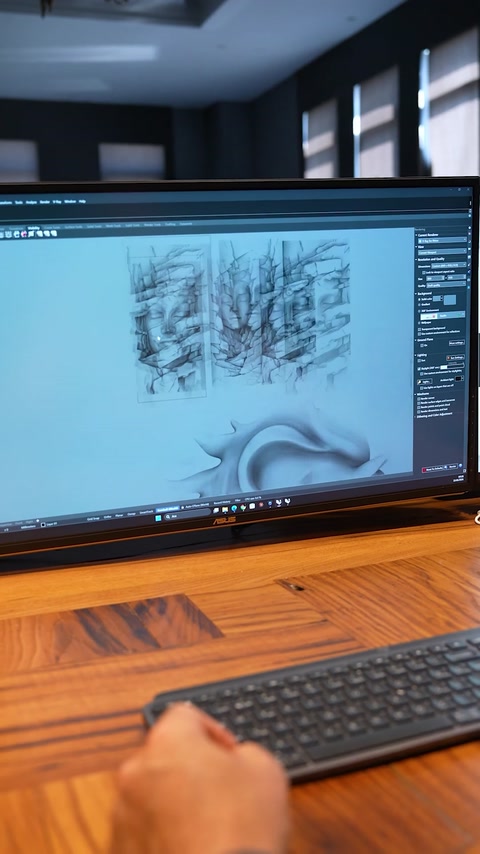 Model de relief stâncos selectat pe monitor pentru producție