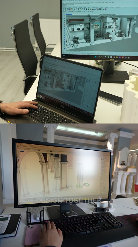 Monitor cu proiect digital pentru o compoziție interioară