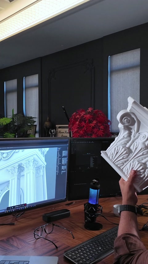Capitel fizic comparat cu portalul 3D afișat pe monitor