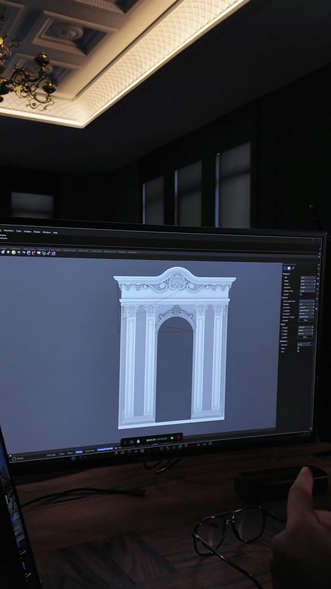 Randarea finală a portalului clasic pentru sala de nunți