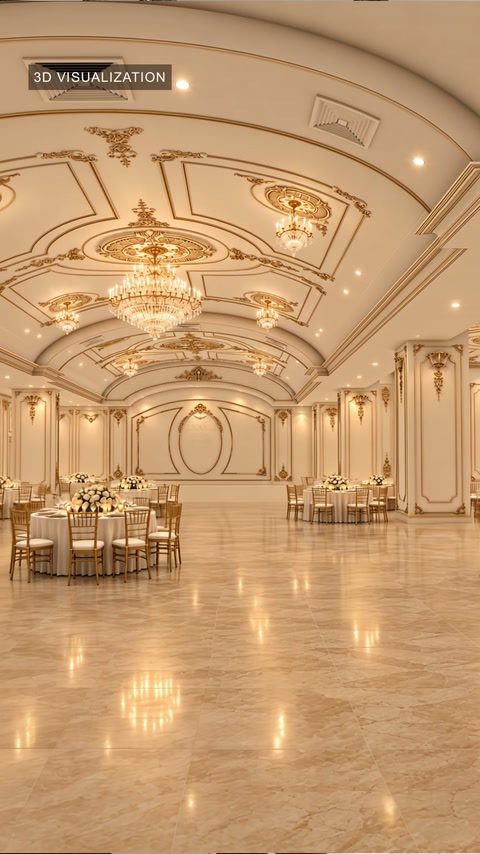 Vedere laterală a cornișelor și ornamentelor din proiectul salonului