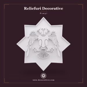 Panou Decorativ Reliefat din Poliuretan 91x91 cm Cu Vultur Bicefal