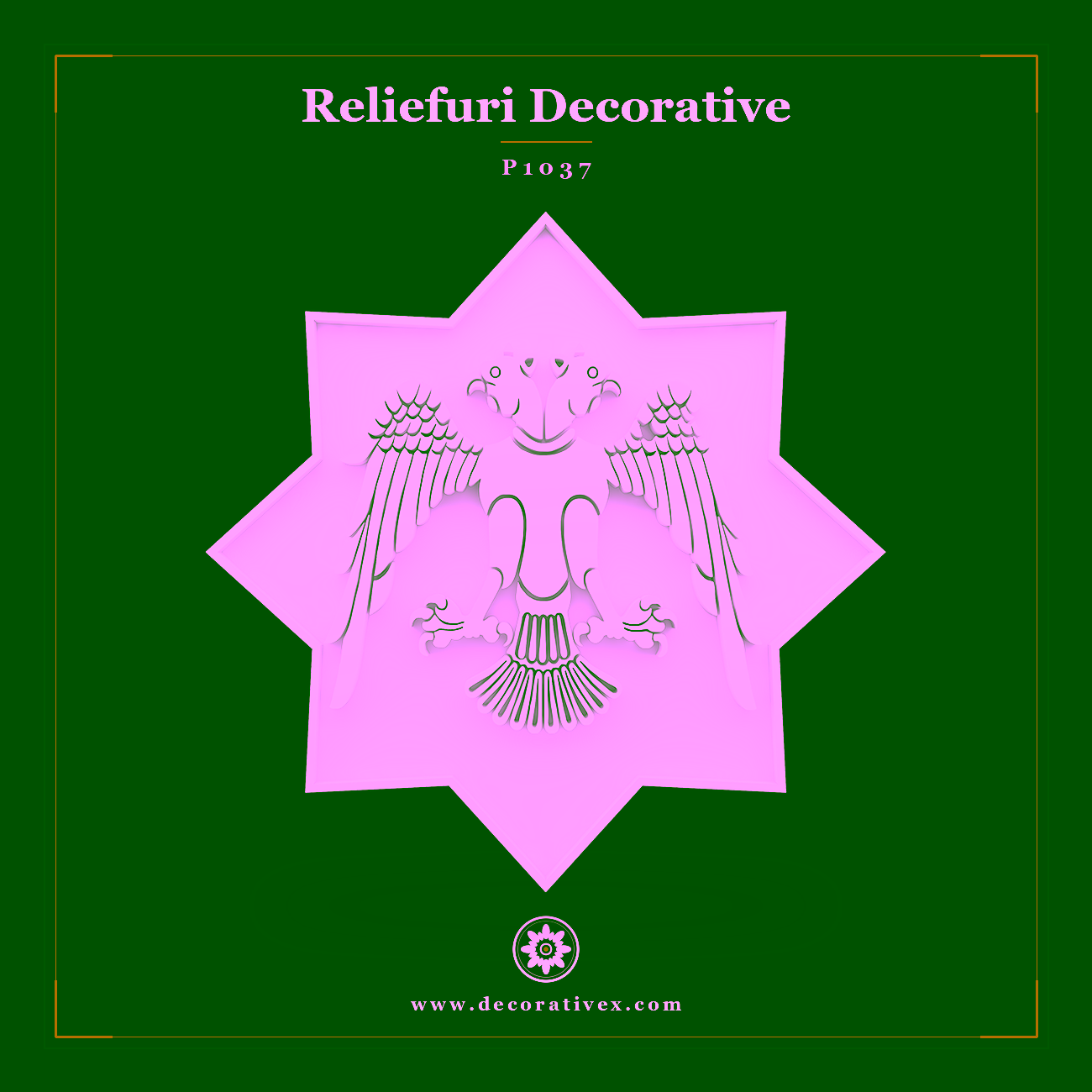 Panou Decorativ Reliefat din Poliuretan 91×91 cm Cu Vultur Bicefal
