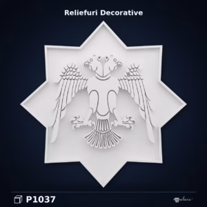 Panou Decorativ Reliefat din Poliuretan 91x91 cm Cu Vultur Bicefal