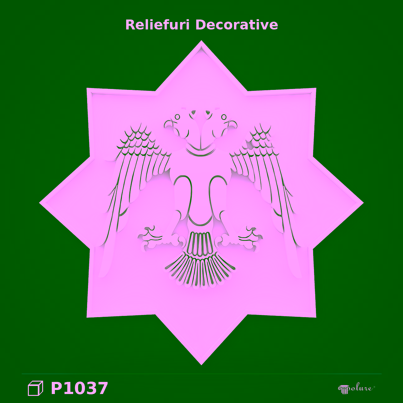 Panou Decorativ Reliefat din Poliuretan 91×91 cm Cu Vultur Bicefal