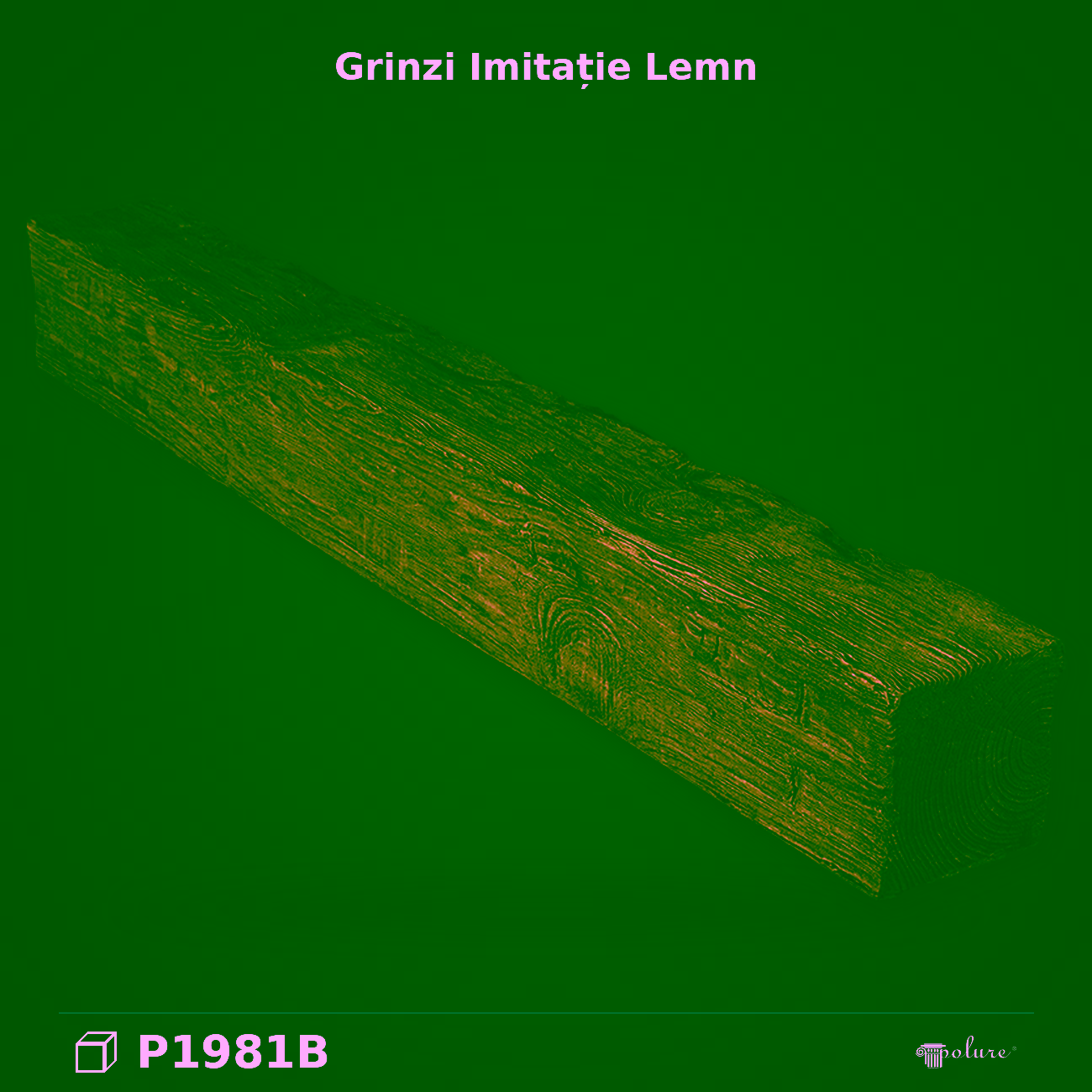 Grindă decorativă rustică 12x300x12 cm din poliuretan