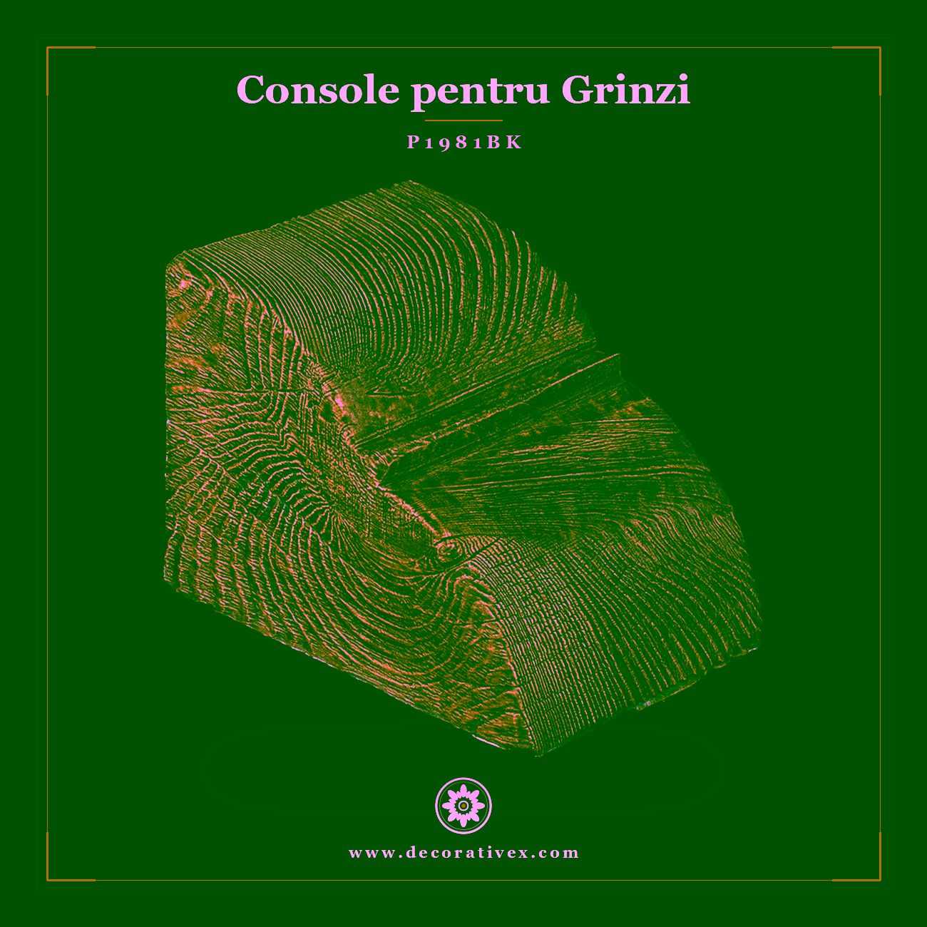 Consolă Decorativă Bârnă Lemn 12x12x17 cm din Poliuretan