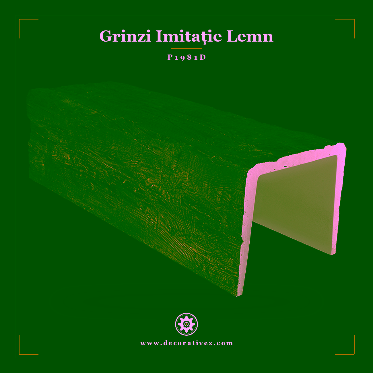 Grindă Rustică din Poliuretan Aspect Lemn 35×32 cm