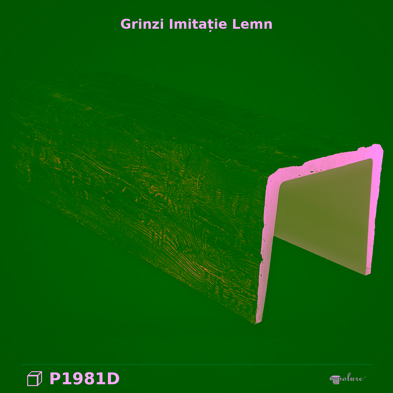 Grindă Rustică din Poliuretan Aspect Lemn 35×32 cm