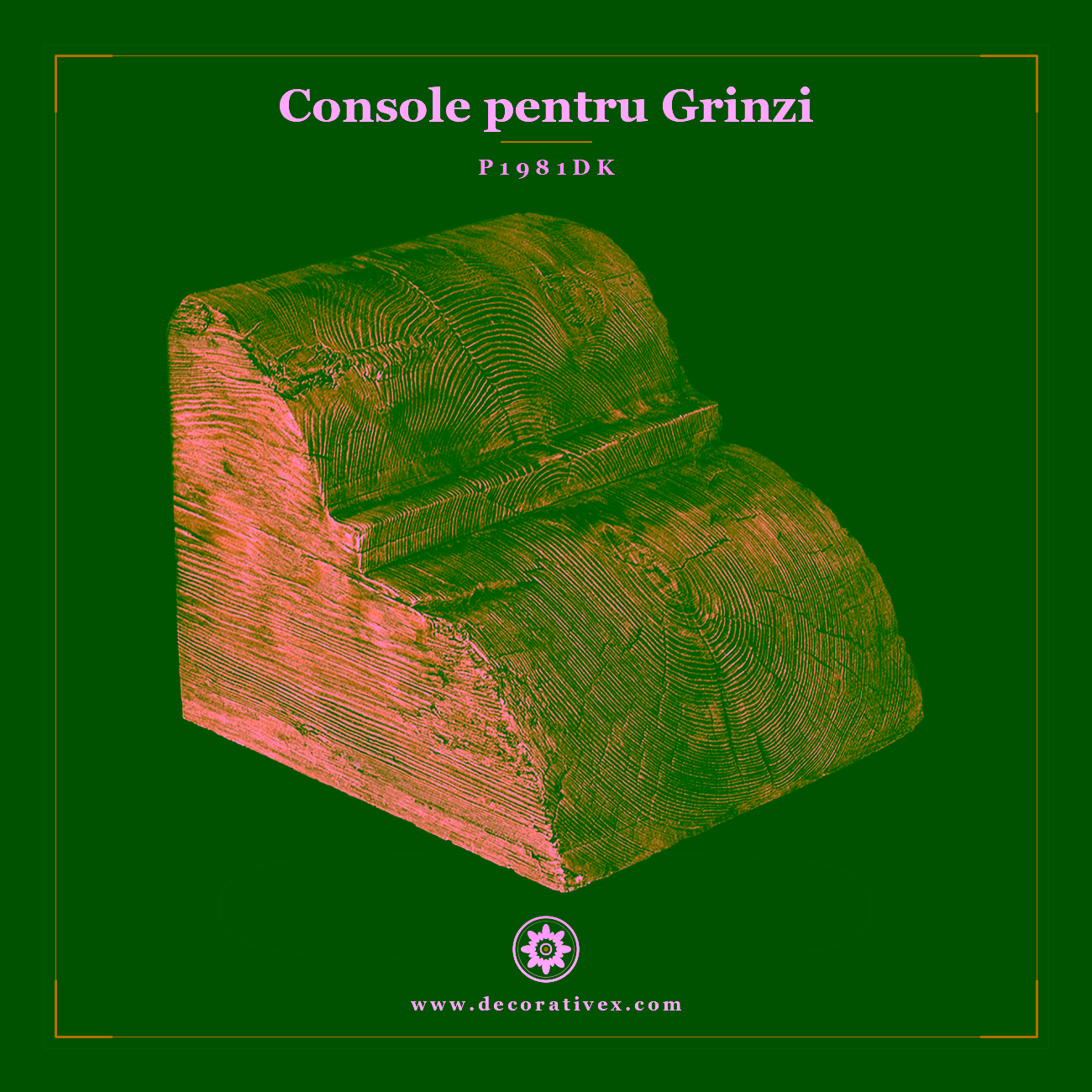 Consolă din Poliuretan Aspect Lemn Rustic 29x35x37 cm