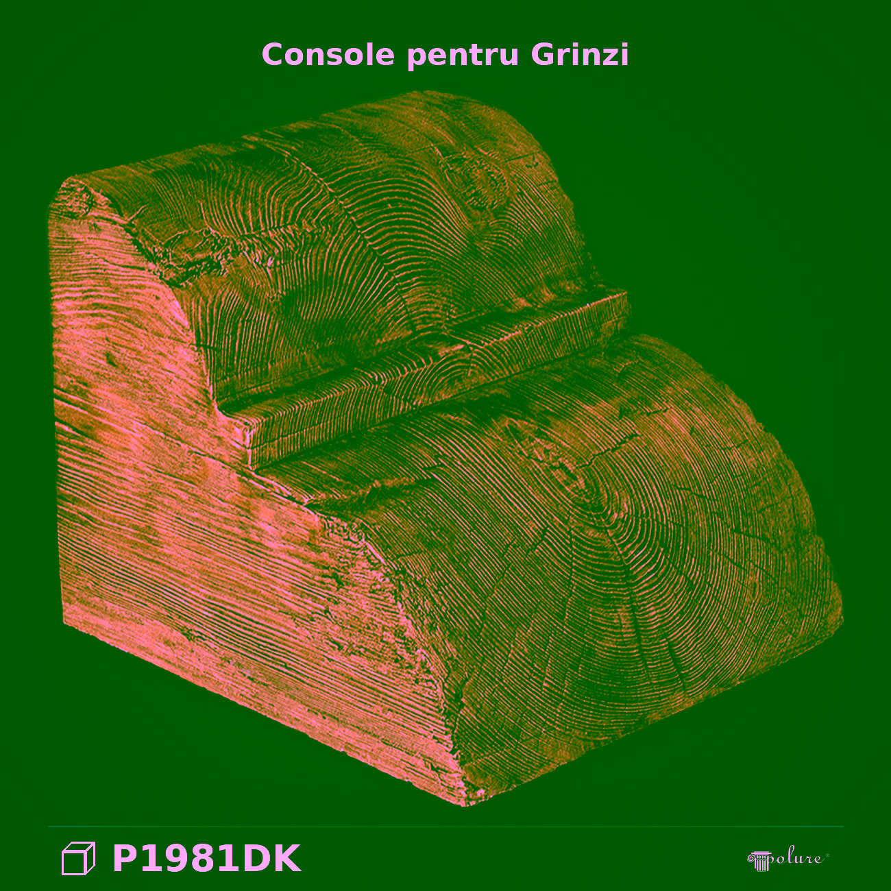Consolă din Poliuretan Aspect Lemn Rustic 29x35x37 cm