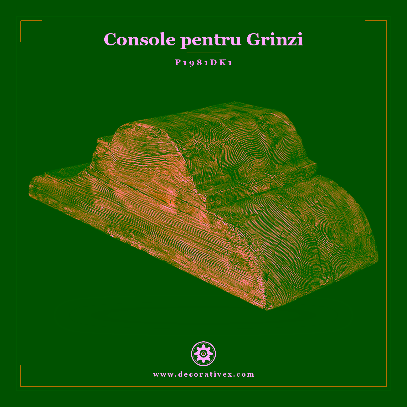 Consolă Rustică Grindă din Poliuretan 29x35x92 cm