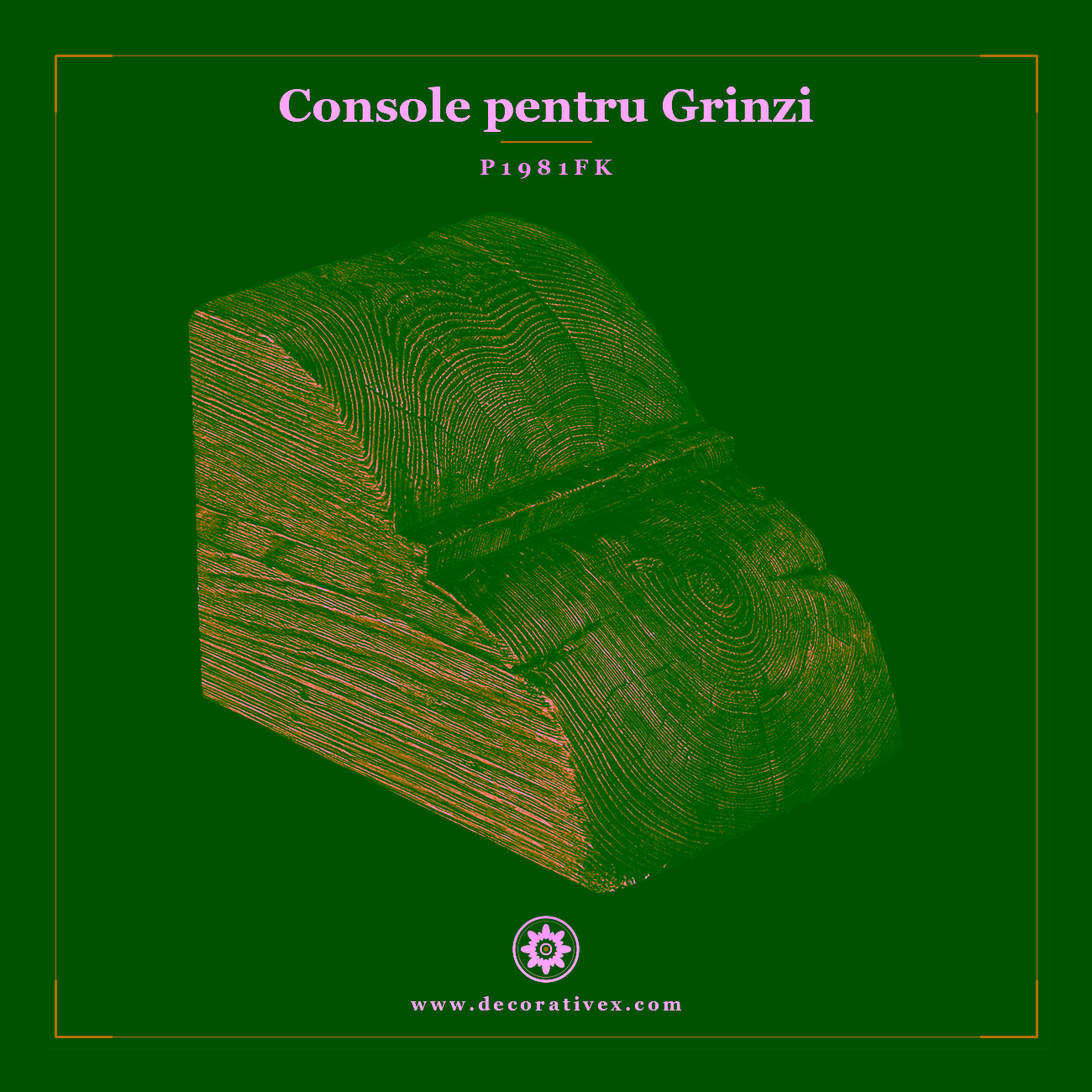 Consolă Rustică Tip Grindă din Poliuretan 16x16x22 cm