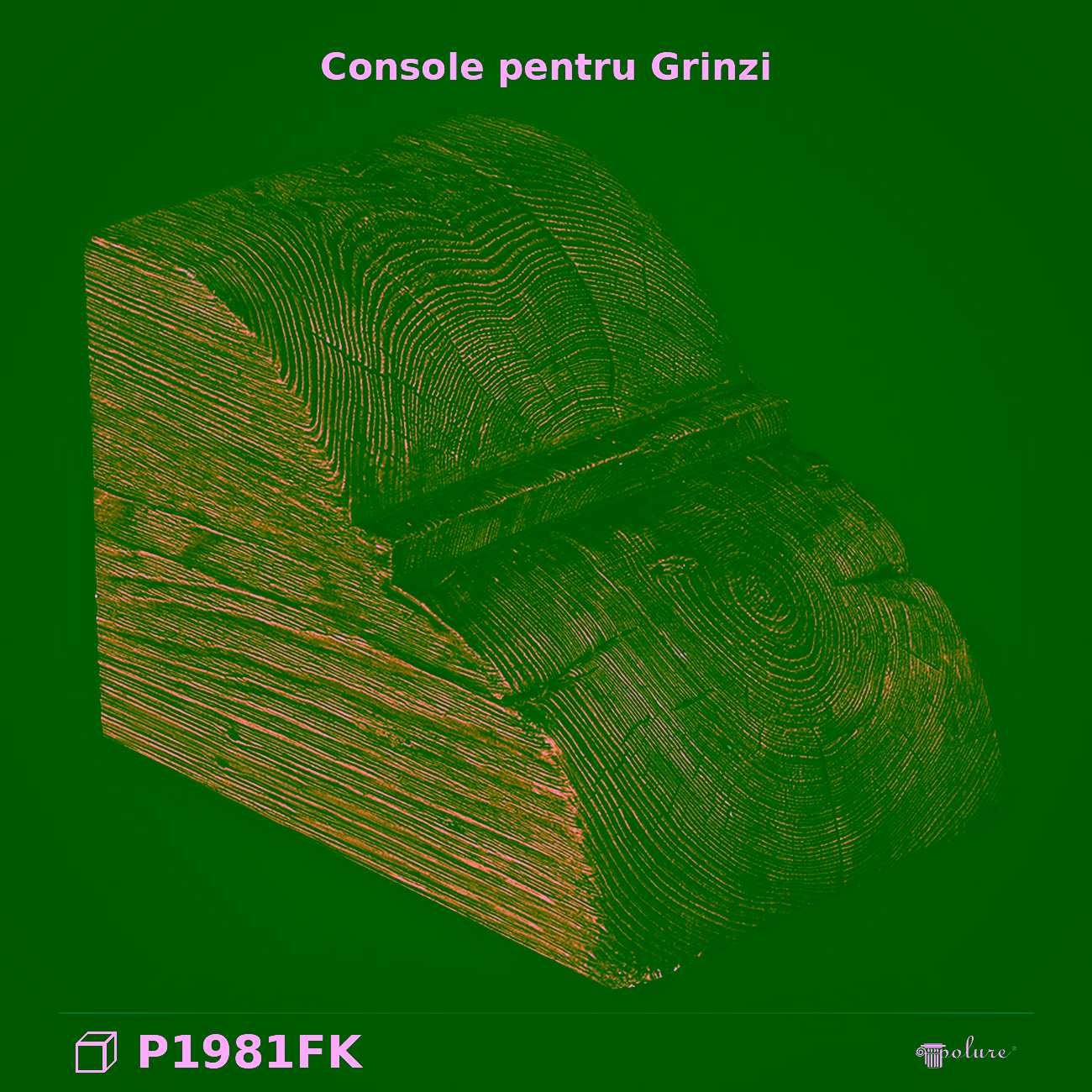 Consolă Rustică Tip Grindă din Poliuretan 16x16x22 cm