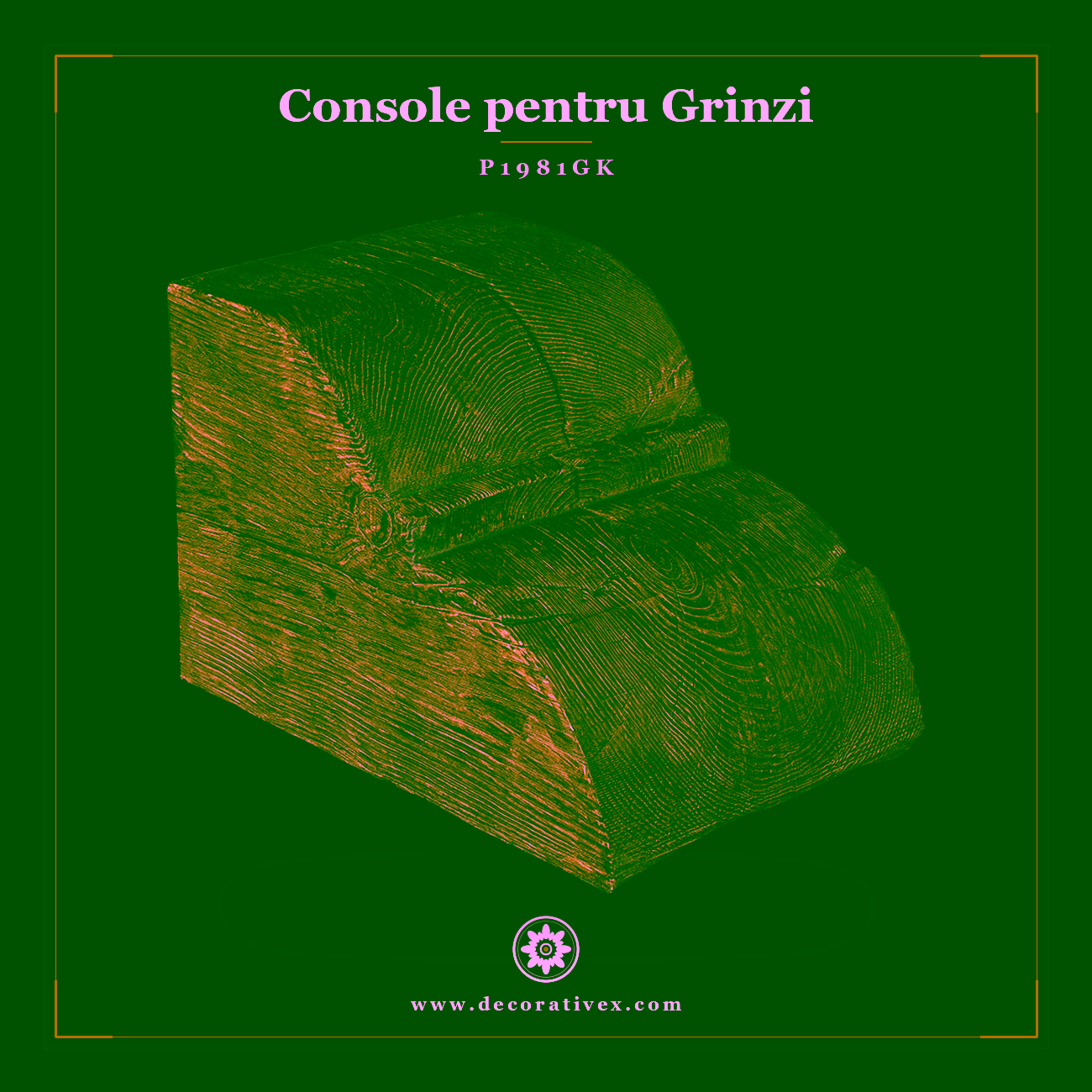 Consolă Rustică Din Poliuretan Aspect Lemn 26x27x35 cm