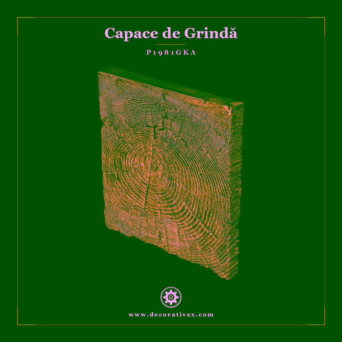 Capat de Grinda Decorativ Poliuretan Rustic 26×26 cm