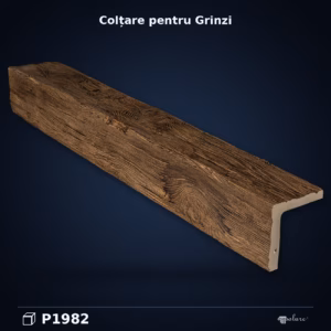 Grindă de colț din poliuretan cu aspect de lemn 13x13 cm