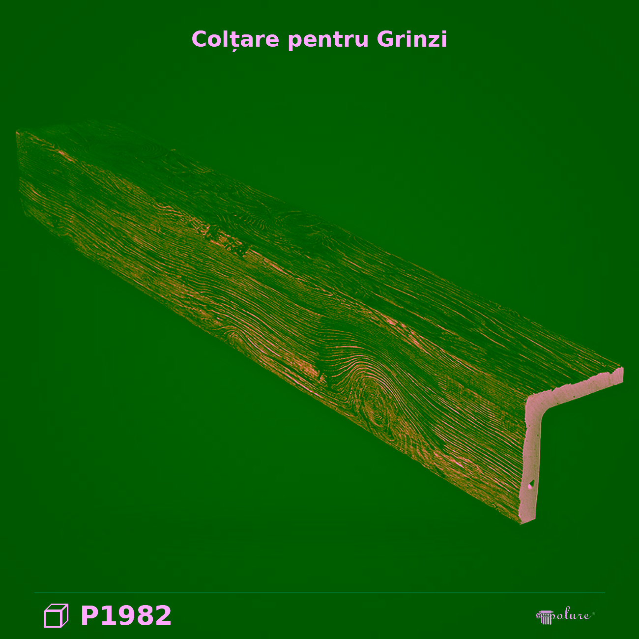Grindă de colț din poliuretan cu aspect de lemn 13×13 cm