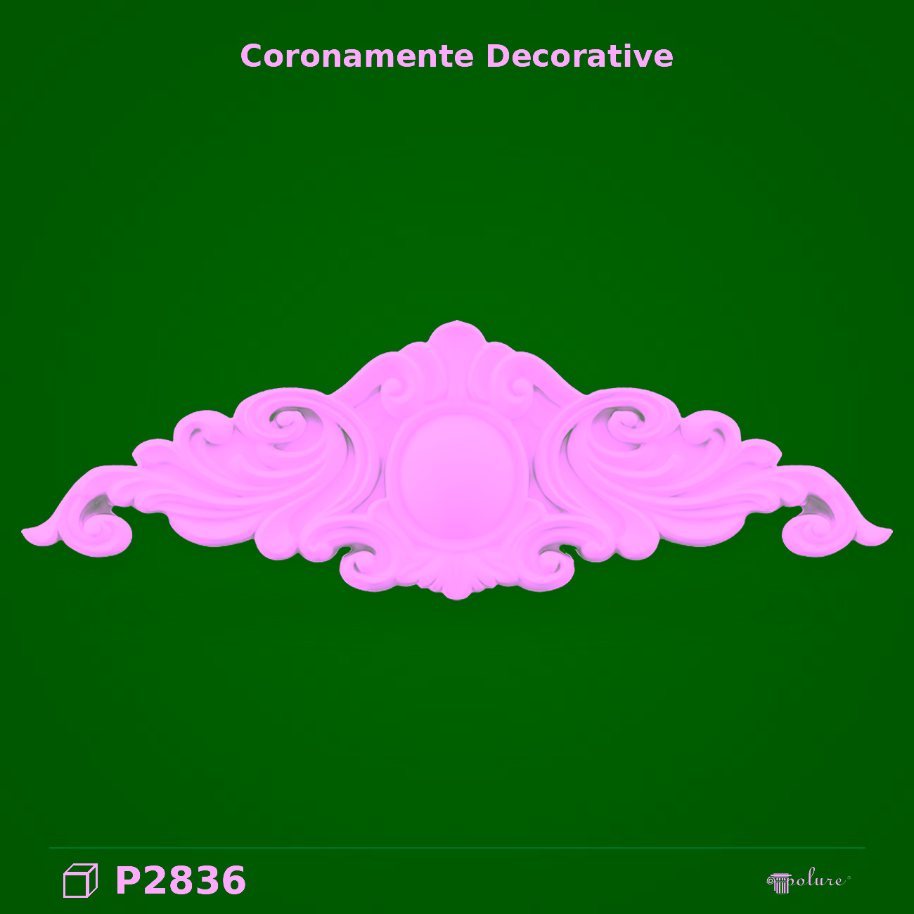 Fronton Decorativ din Poliuretan 84×27 cm cu Relief Central