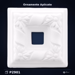 Element Decorativ Patrat Din Poliuretan Cu Motif Floral 10x10 cm