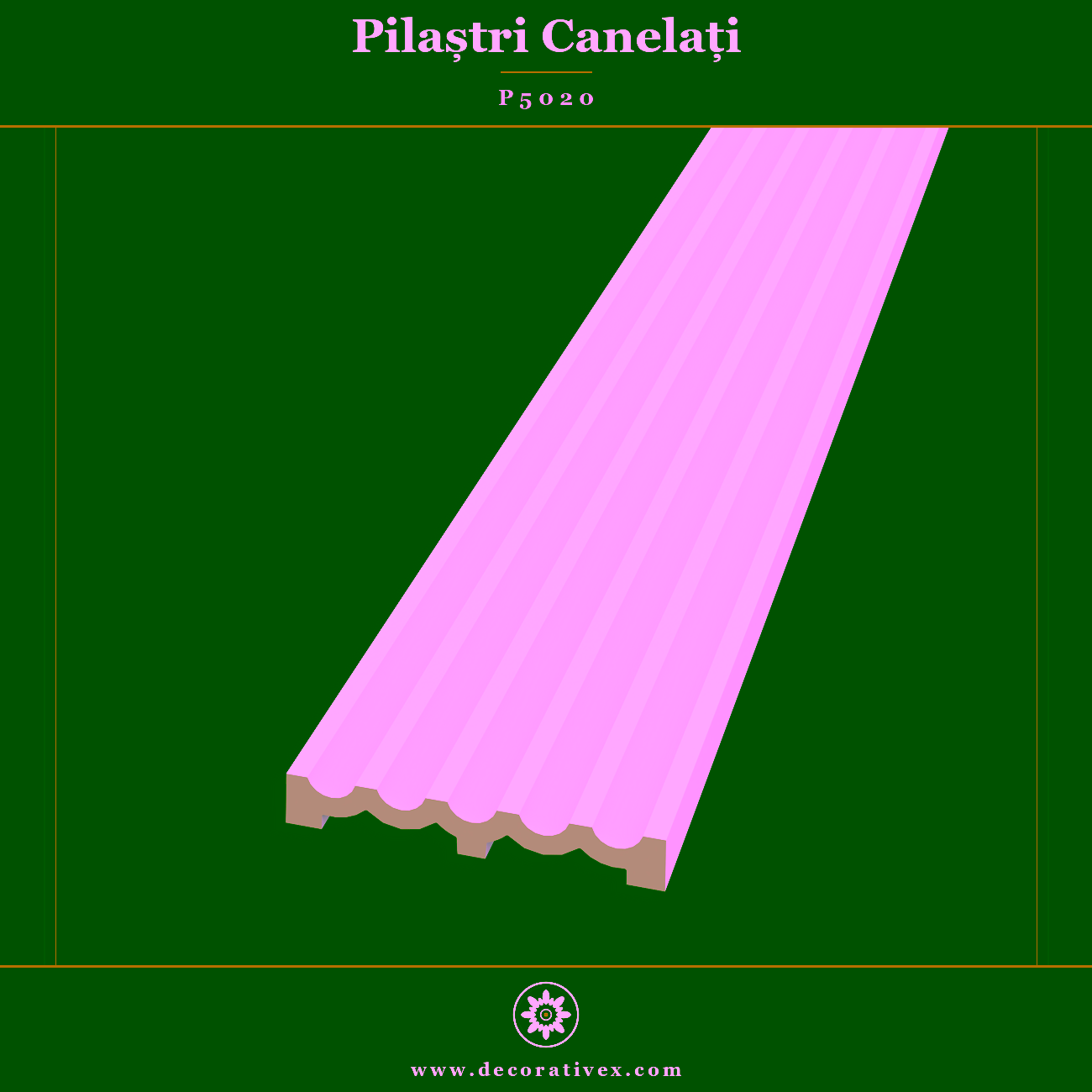 Pilastru Canelat Decorativ din Poliuretan 3x20x240 cm