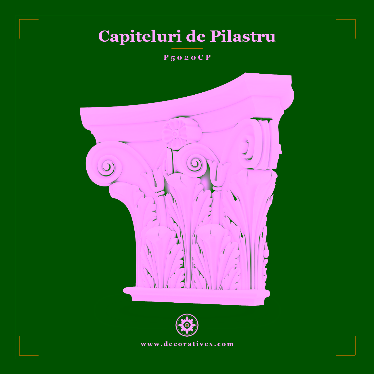 Capitel Pilastru Poliuretan 11x36x28 cm Motive Acant