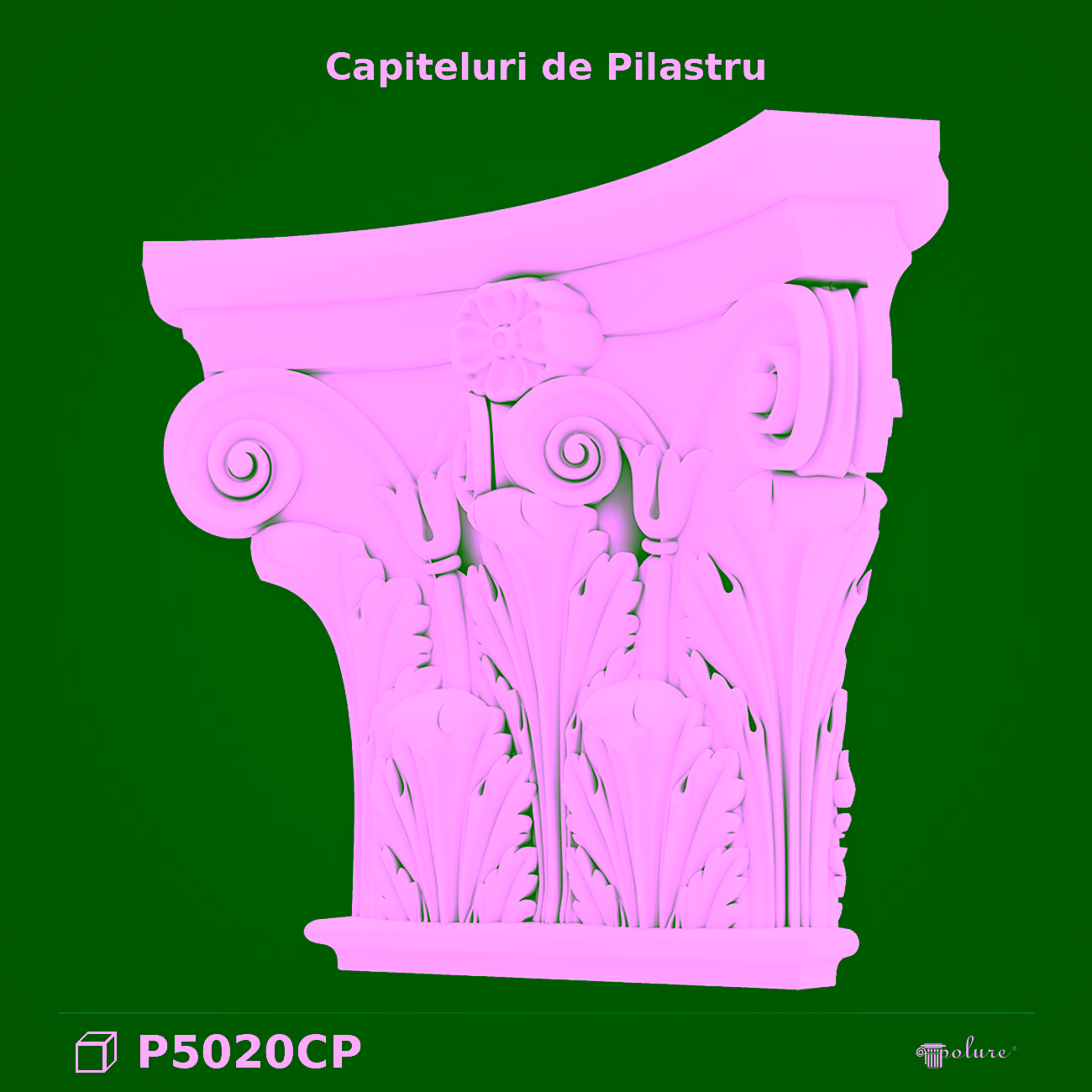 Capitel Pilastru Poliuretan 11x36x28 cm Motive Acant