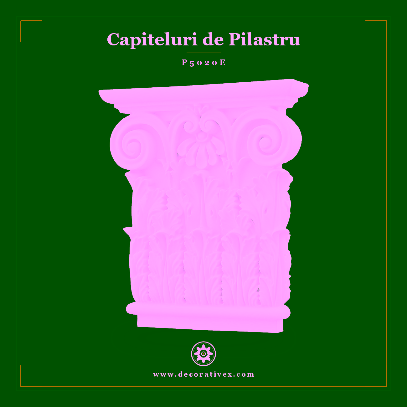 Capitel Pilastru Decorativ Poliuretan 6x27x31 cm Motive Clasice