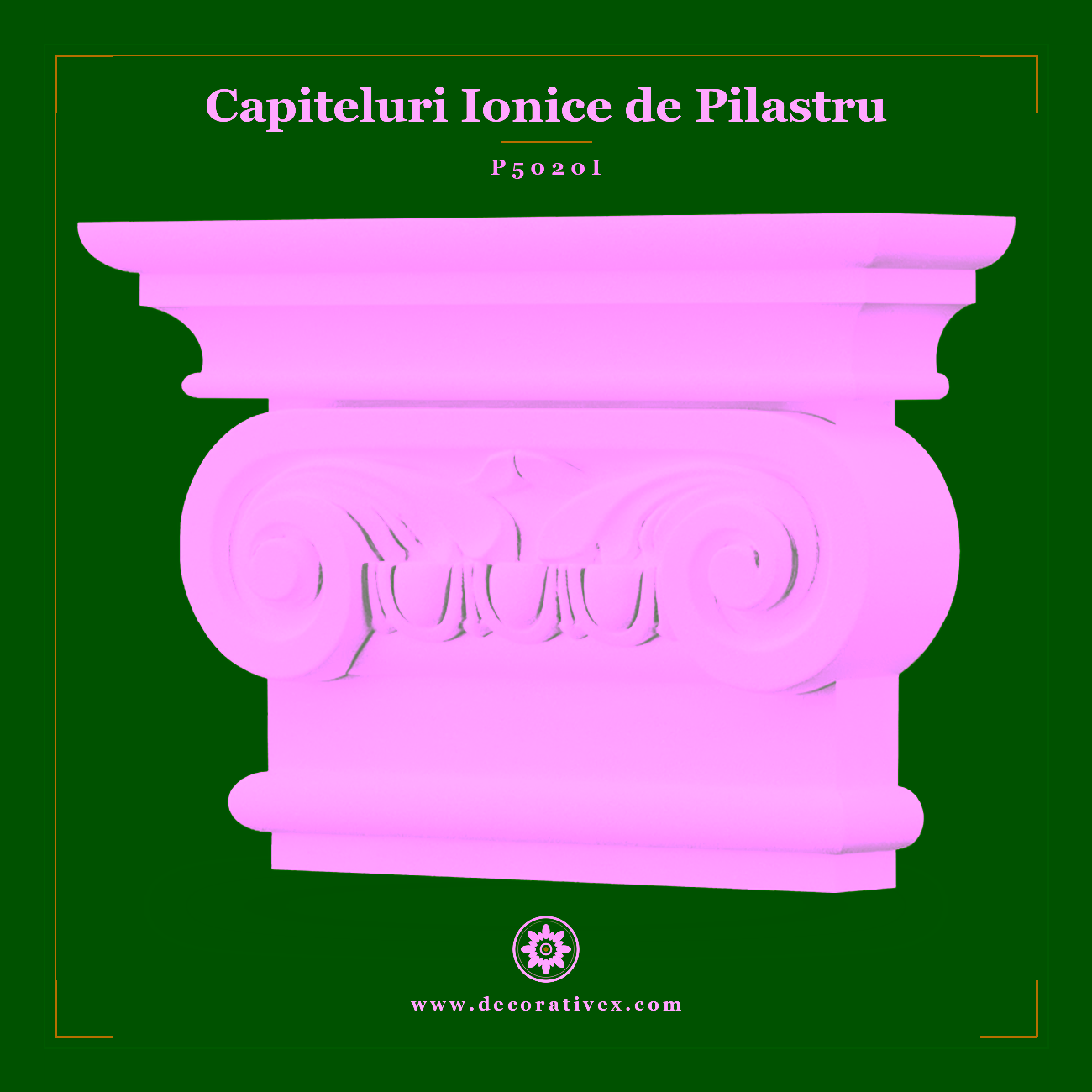 Capitel Pilastru Ionic Poliuretan 7x28x19 cm Decorativ