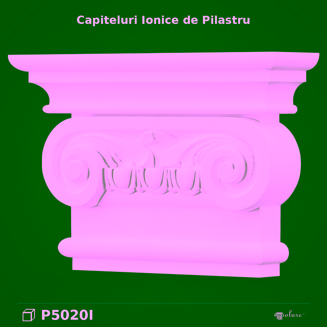 Capitel Pilastru Ionic Poliuretan 7x28x19 cm Decorativ