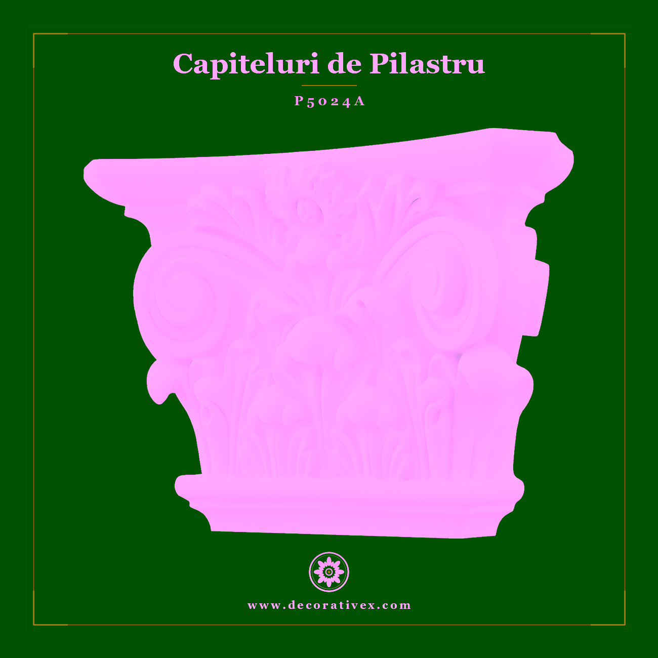 Capitel Pilastru din Poliuretan 13x43x31 cm cu Acant