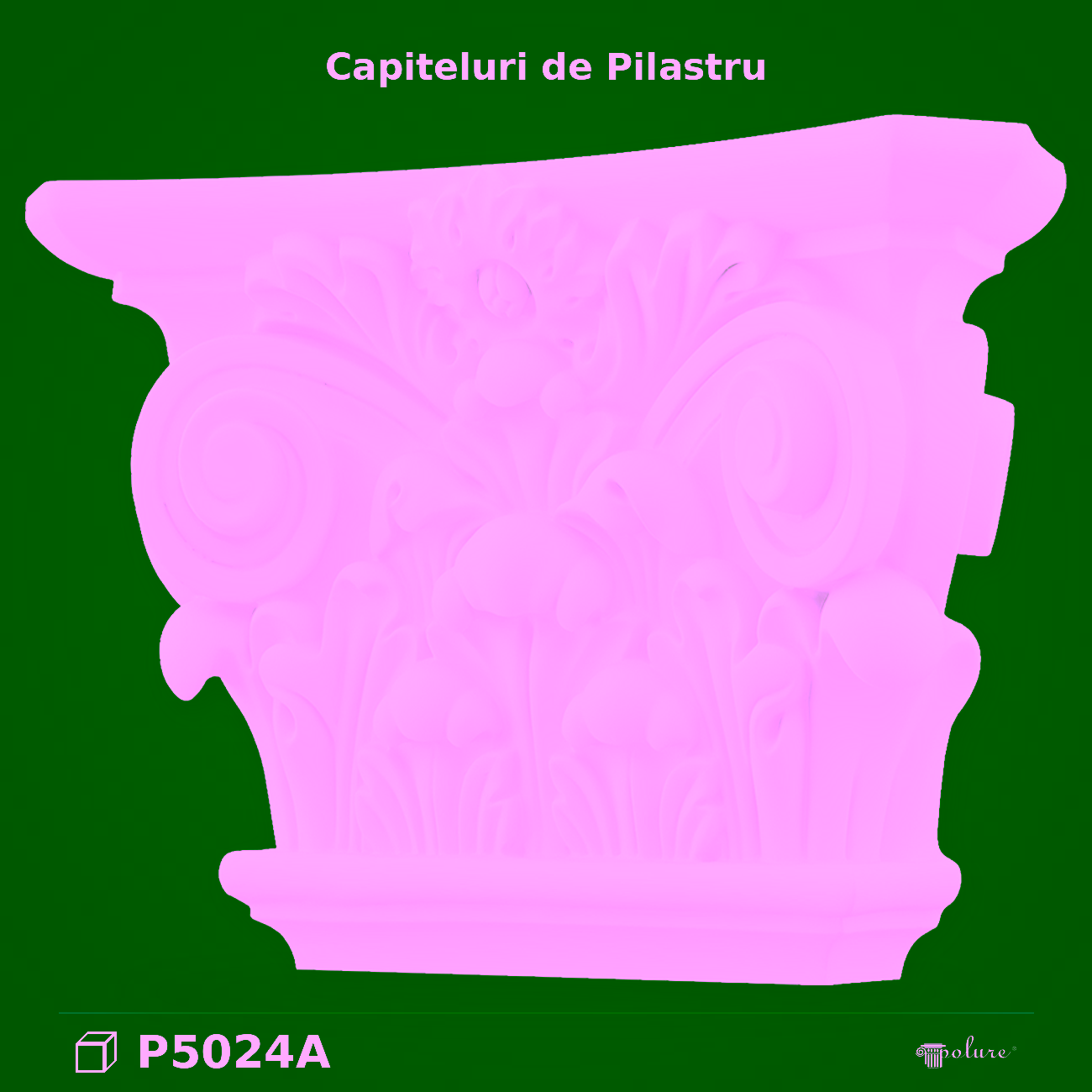 Capitel Pilastru din Poliuretan 13x43x31 cm cu Acant