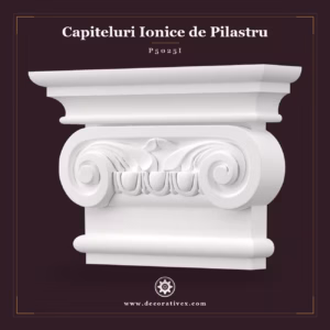Capitel Pilastru din Poliuretan cu Volute Ionice 8x35 cm