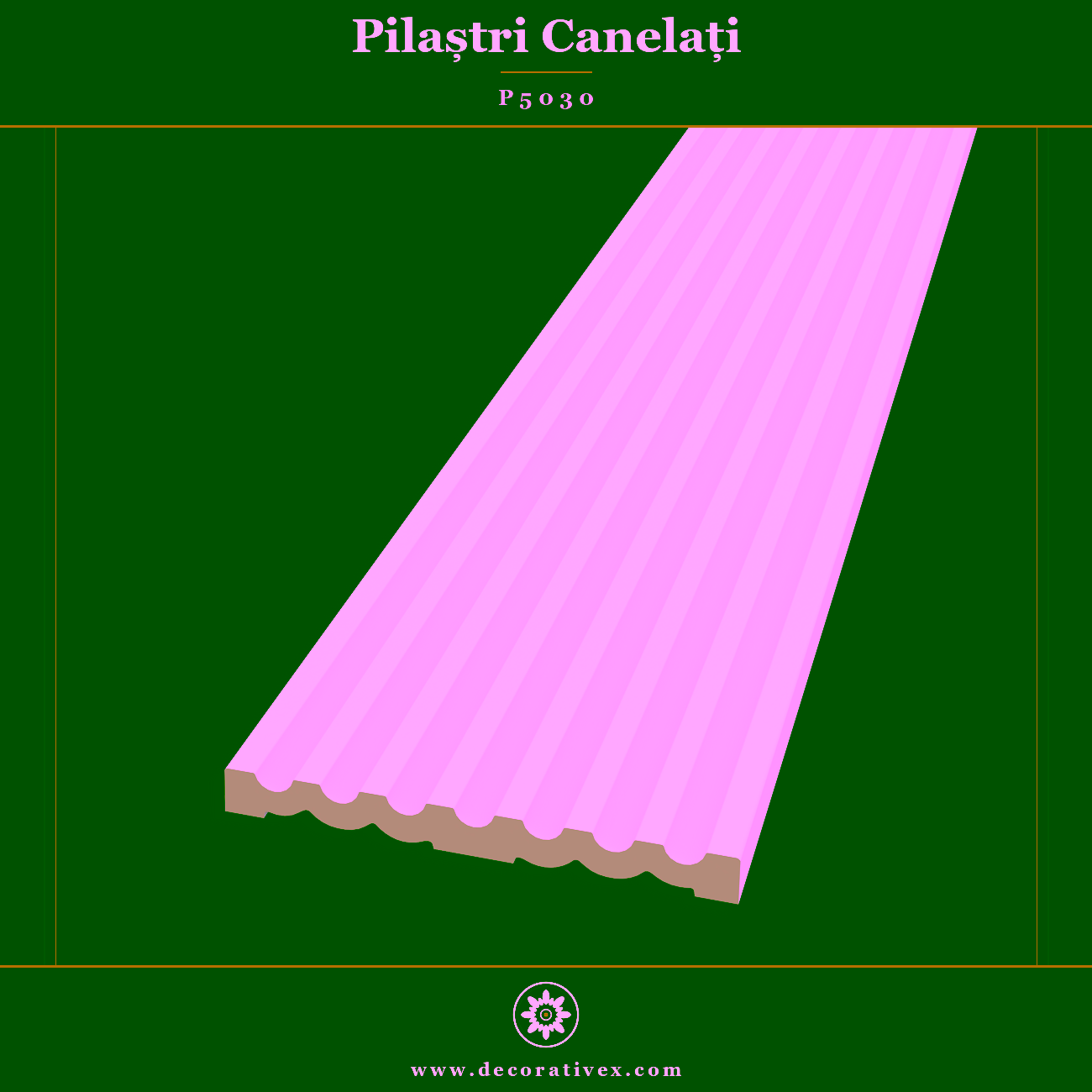 Pilastru Decorativ Canelat din Poliuretan 3x30x240 cm