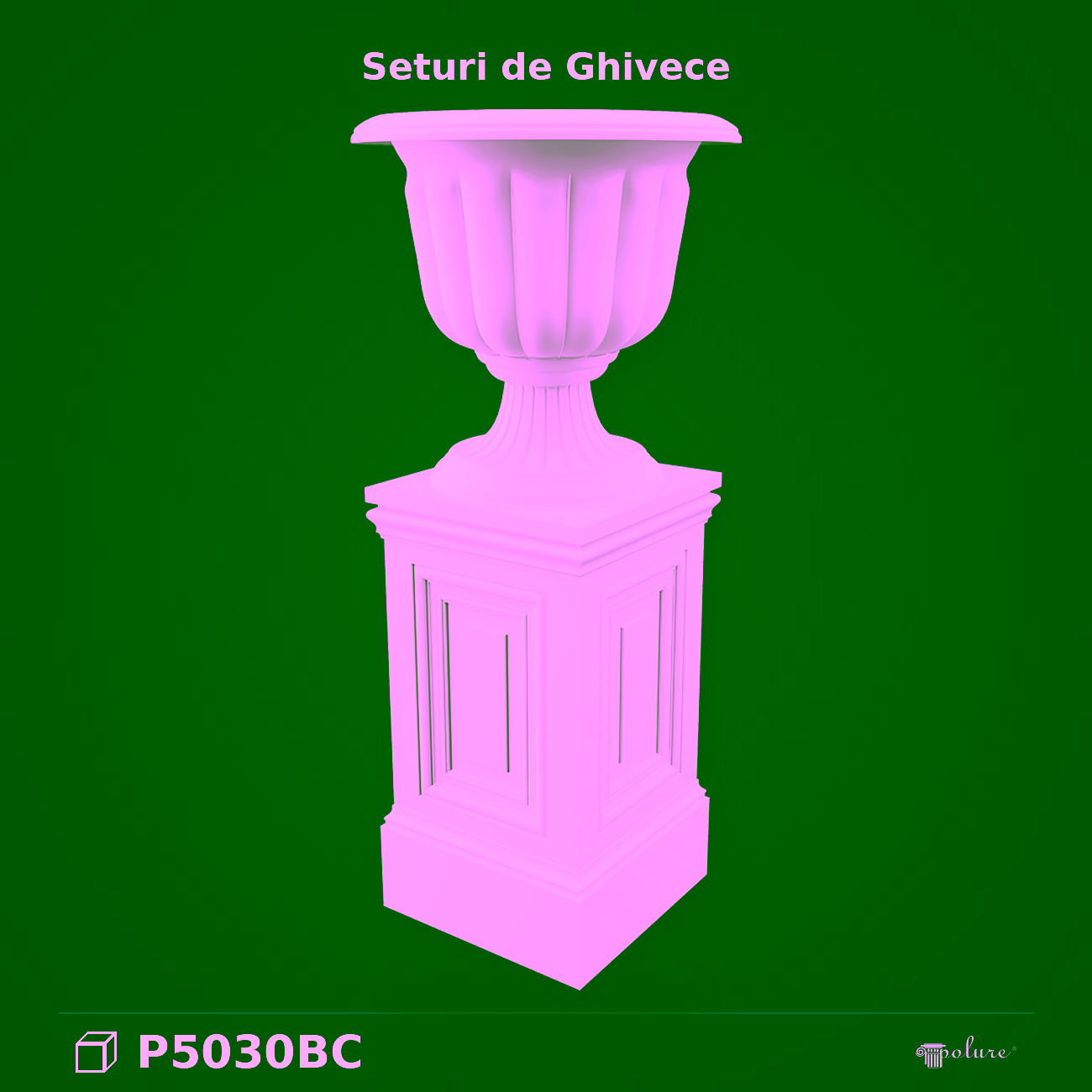 Soclu si Vaza Decorativa din Poliuretan 48x48x107 cm