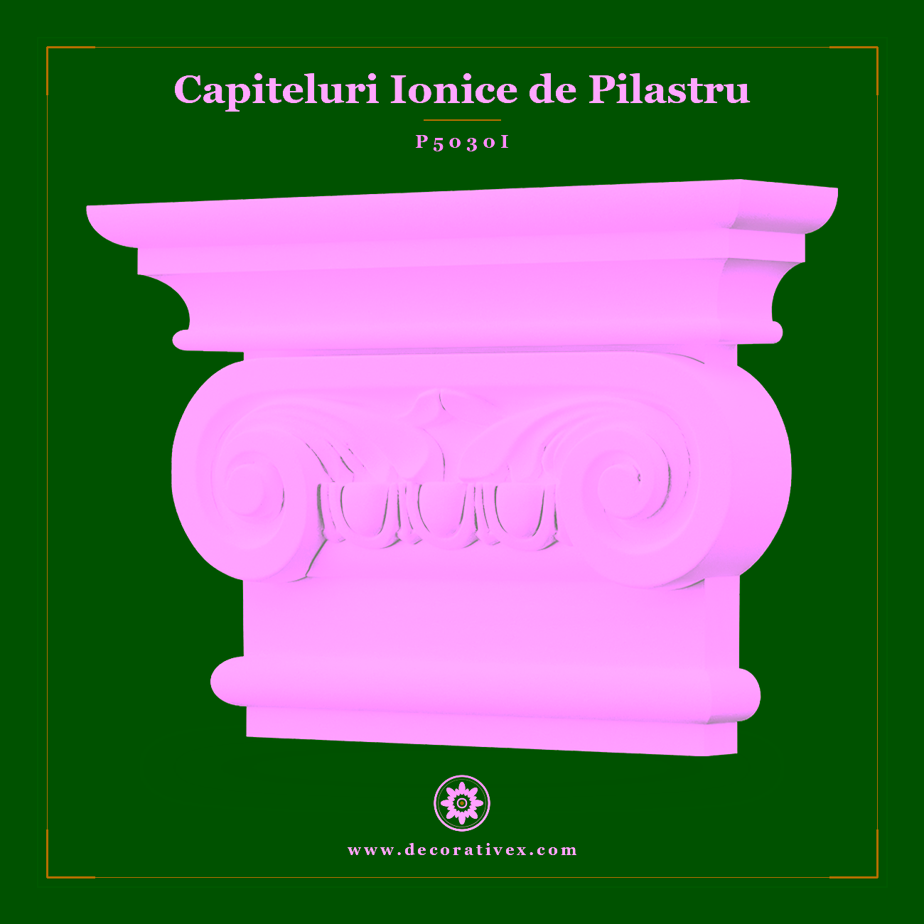 Capitel de Pilastru Poliuretan Ionic 9x42x29 cm