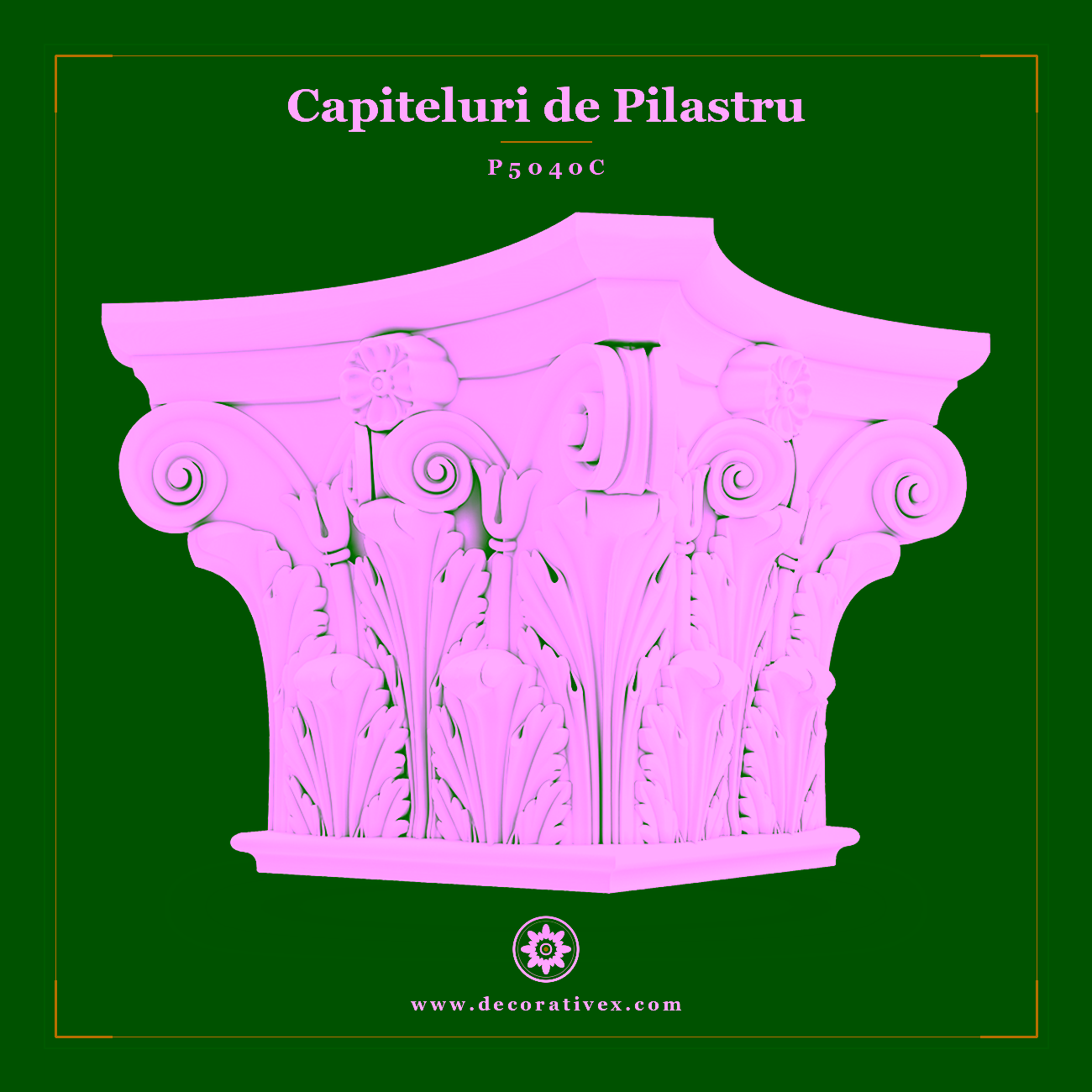 Capitel Pilastru Corintic din Poliuretan 72x72x56 cm